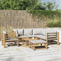 vidaXL 8 Piece Patio Lounge Set with Light Gray Cushions Bamboo