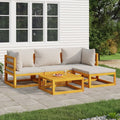 vidaXL 5 Piece Garden Lounge Set with Light Grey Cushions Solid Wood