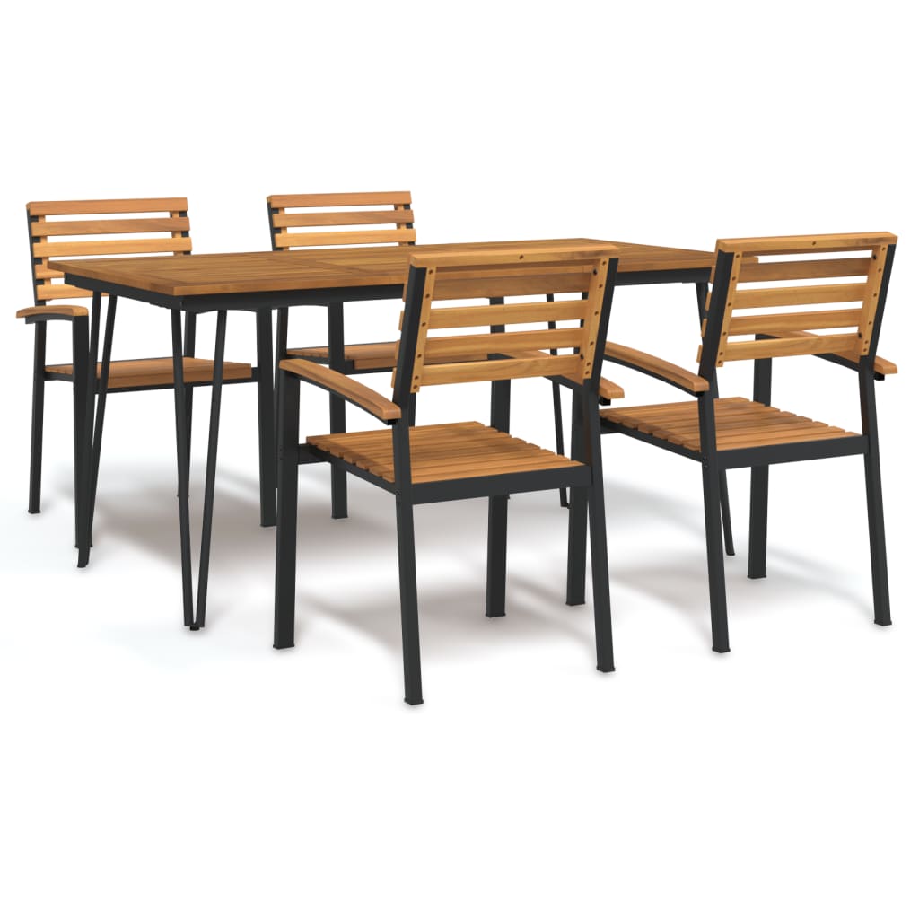 vidaXL 5 Piece Patio Dining Set Solid Wood Acacia and Metal