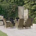 vidaXL 7 Piece Patio Dining Set Brown Poly Rattan