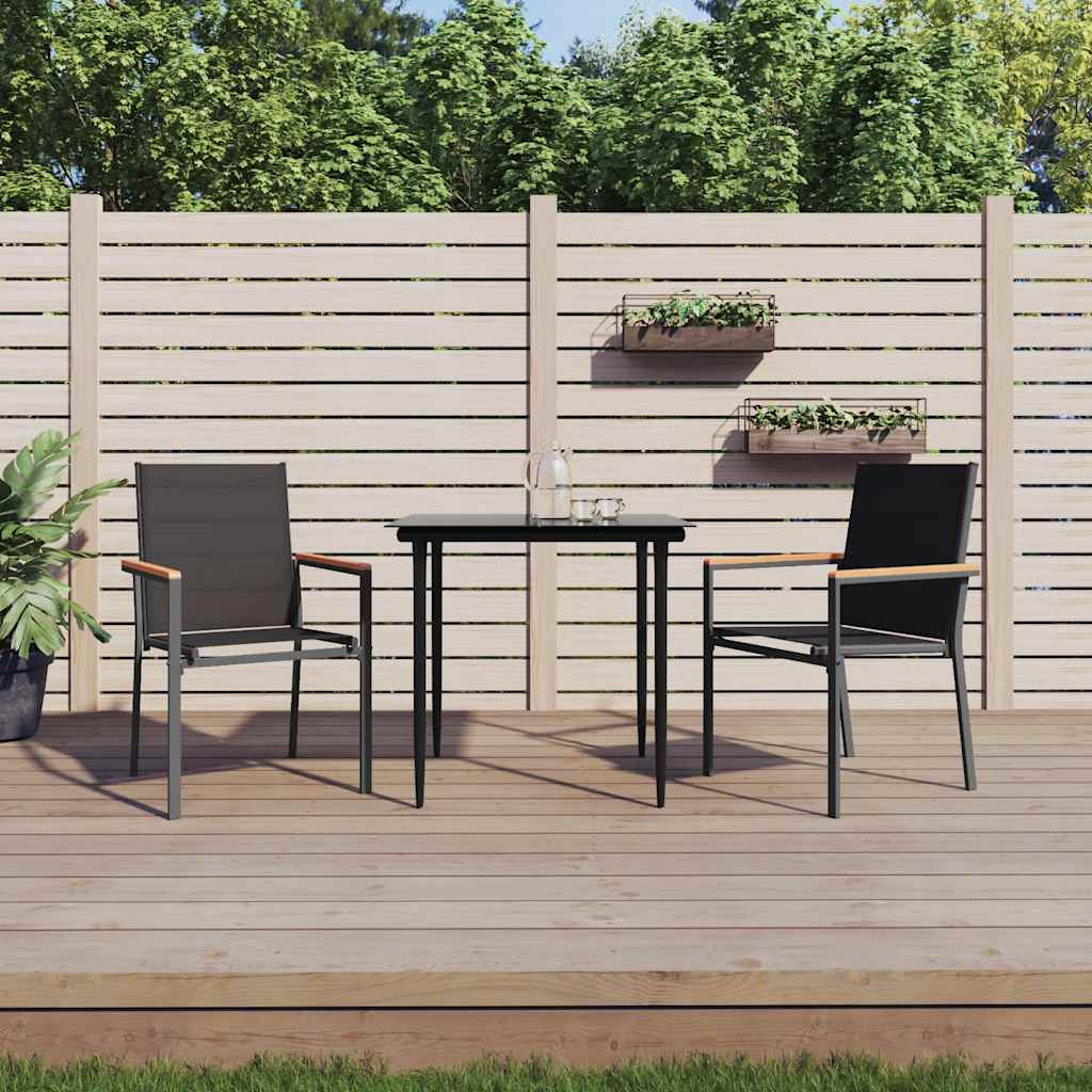 vidaXL Patio Chairs 2 pcs Black 21.7x24.2x35.4 Textilene and Steel