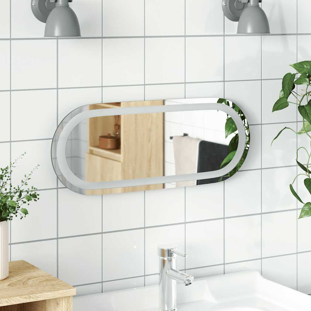 Vidaxl Led Bathroom Wall-Mounted Mirror With Oval Shape And Integrated Light - Water-Resistant, User-Friendly With Convenient Usb Interface