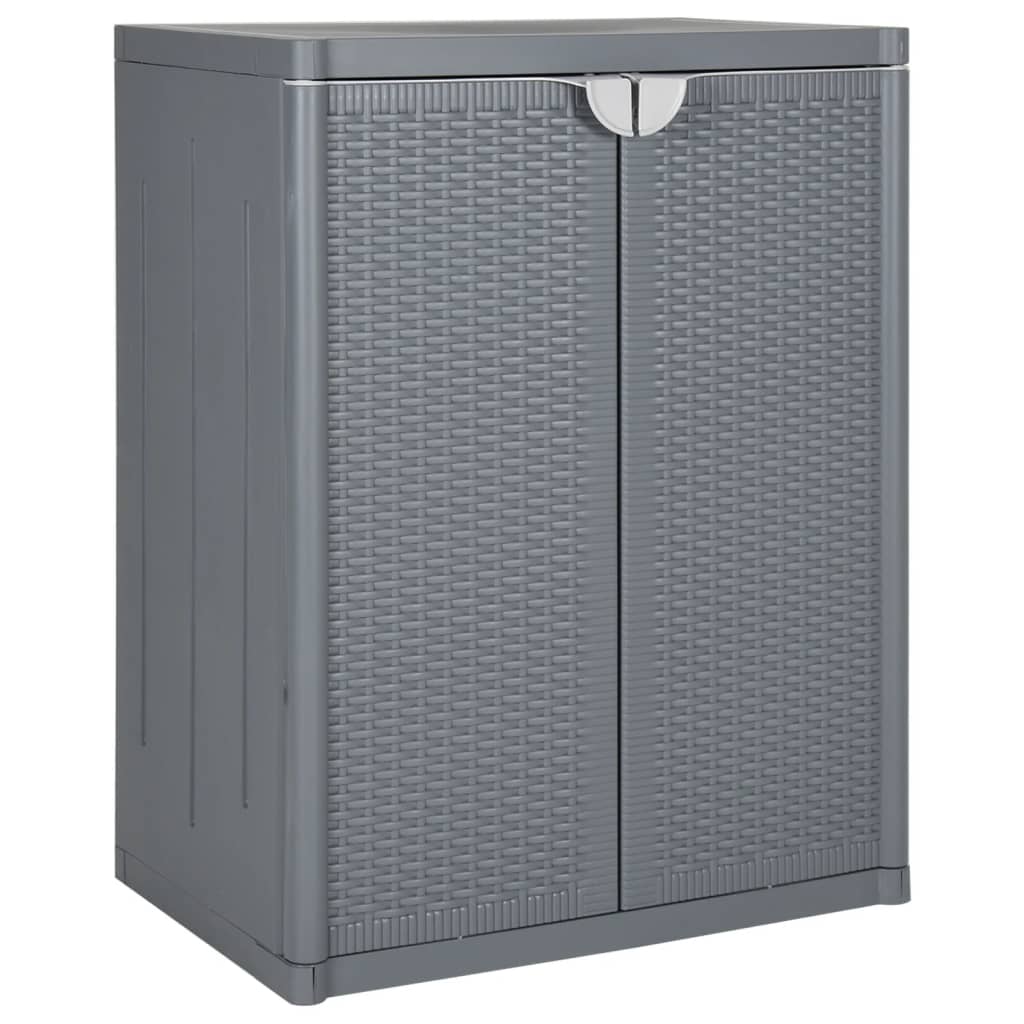vidaXL Garden Storage Cabinet Gray 25.6x17.7x34.6 PP Rattan