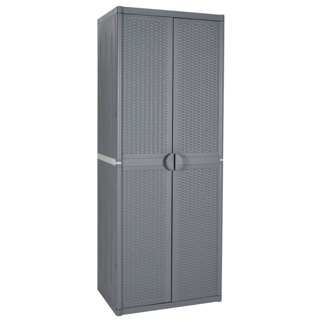 vidaXL Garden Storage Cabinet Gray 25.6x17.7x67.7 PP Rattan