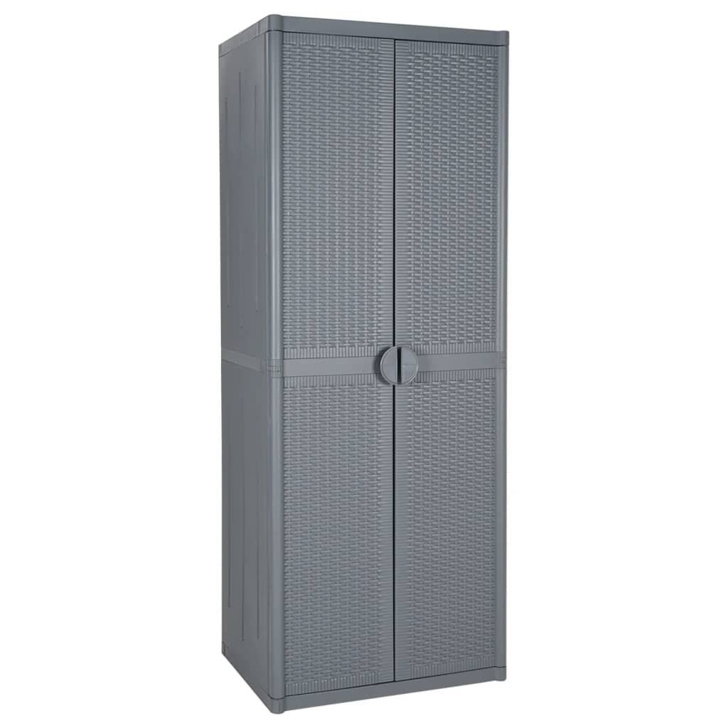 vidaXL Garden Storage Cabinet Gray 25.6x17.7x67.7 PP Rattan