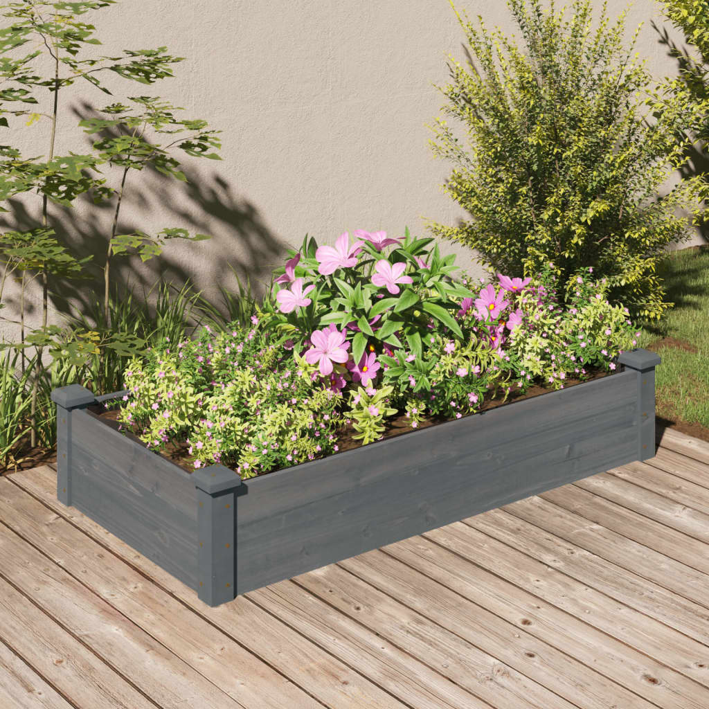 vidaXL Garden Raised Bed with Liner Gray 47.2x23.6x9.8 Solid Wood Fir