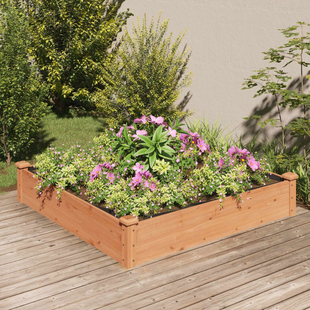 vidaXL Garden Raised Bed with Liner Brown 47.2x47.2x9.8 Solid Wood Fir