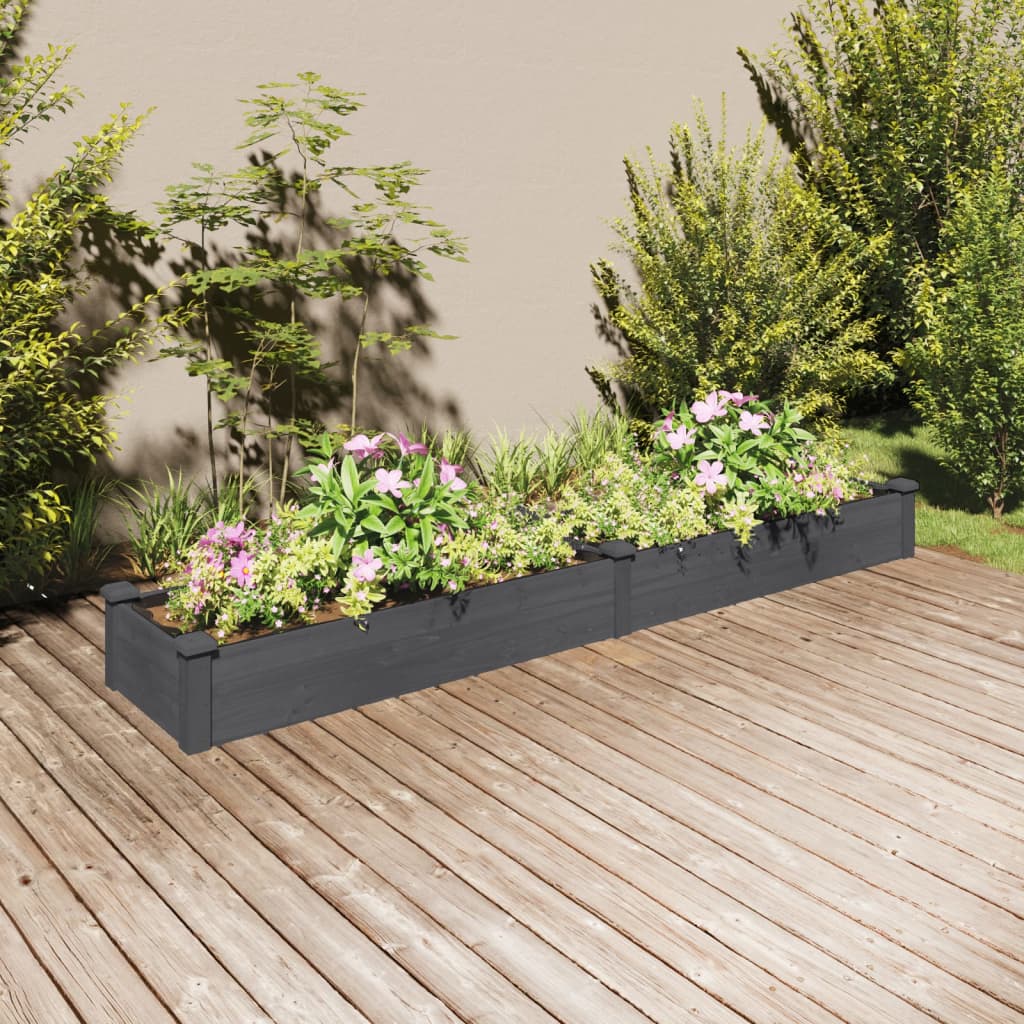 vidaXL Garden Raised Bed with Liner Gray 94.5x17.7x9.8 Solid Wood Fir