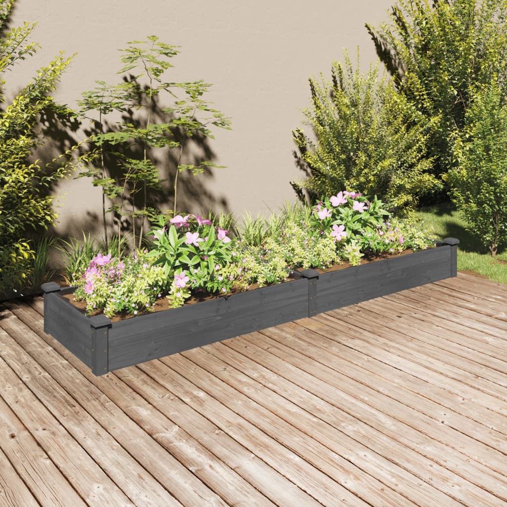 vidaXL Garden Raised Bed with Liner Gray 94.5x23.6x9.8 Solid Wood Fir