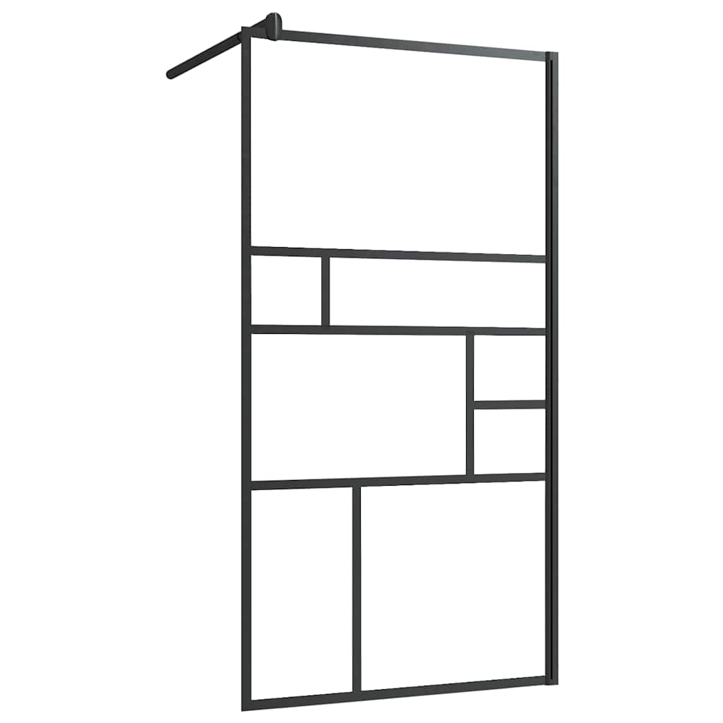 vidaXL Walk-in Shower Wall with Shelf Black 35.4x76.8 ESG Glass&Aluminum