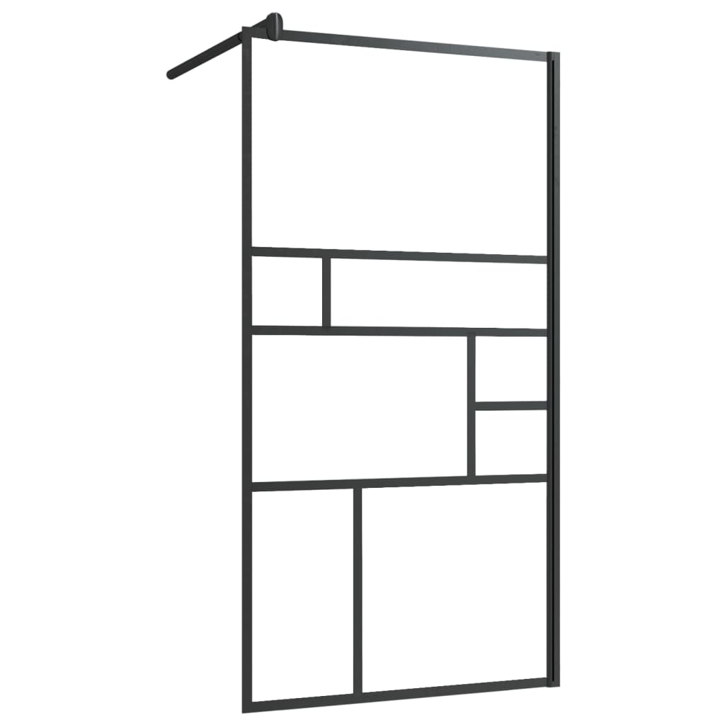 vidaXL Walk-in Shower Wall with Shelf Black 39.4x76.8 ESG Glass&Aluminum