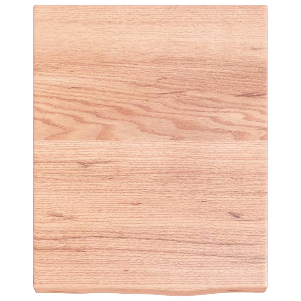 Vidaxl Light Brown Solid Oak Wood Bathroom Countertop - Multi-Purpose, Handmade With Live Edge, Varnished & Durable, Supports 44.1Lb