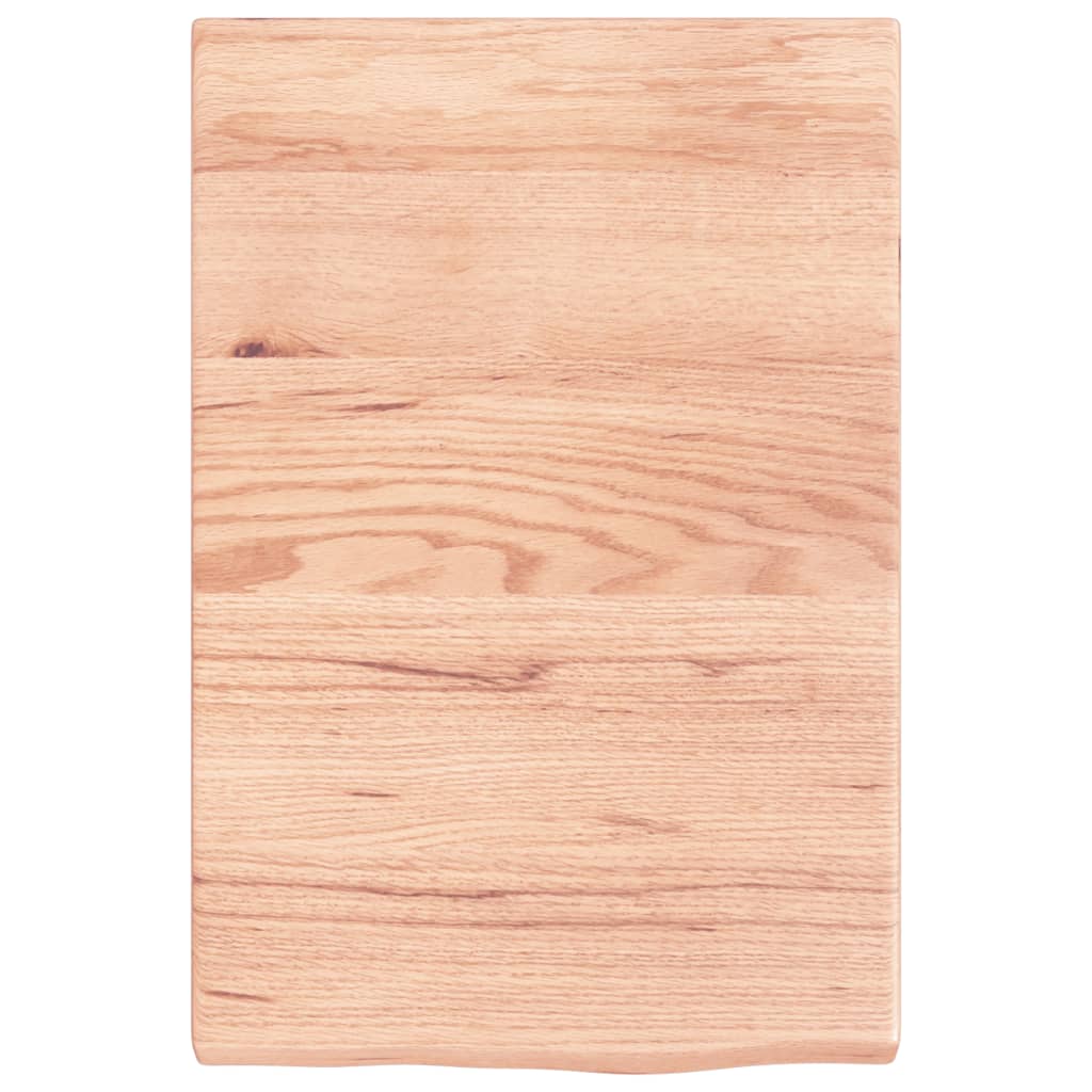 Vidaxl Durable Bathroom Countertop In Light Brown - Solid Oak Wood With Varnish Finish - 15.7&quot;X23.6&quot;X(0.8&quot;-1.6&quot;) - Live Edge Handmade Design