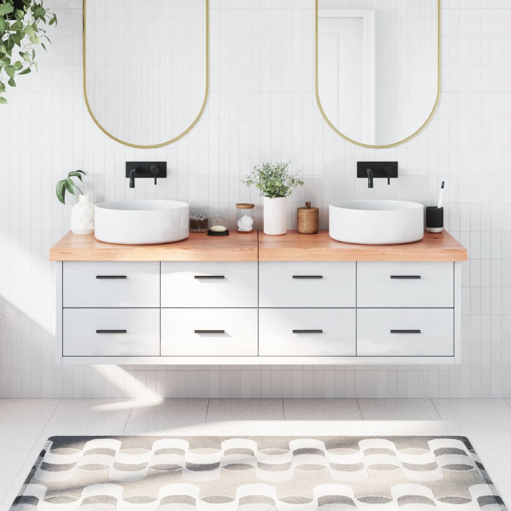 vidaXL Bathroom Countertop Light Brown 70.9''x19.7''x(0.8''-2.4'') Treated Solid Wood