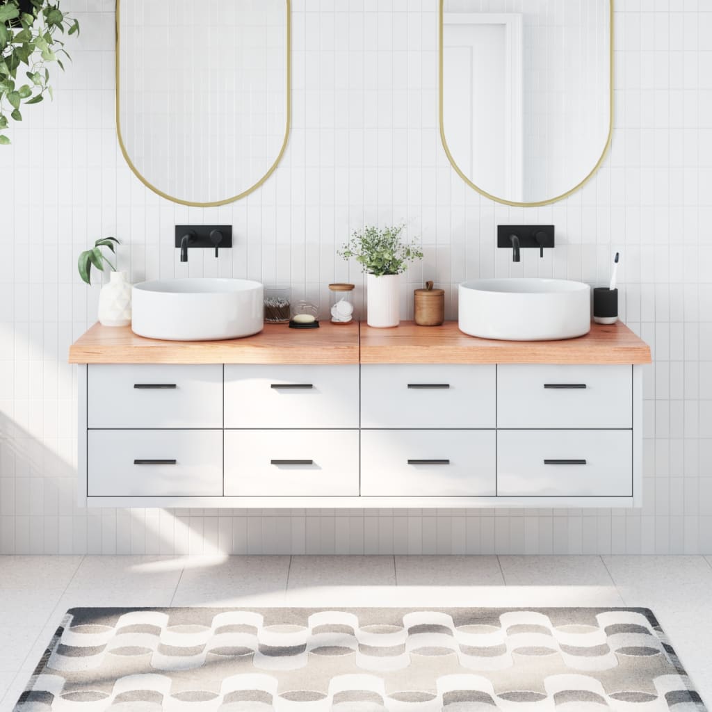 vidaXL Bathroom Countertop Light Brown 70.9''x23.6''x(0.8''-2.4'') Treated Solid Wood