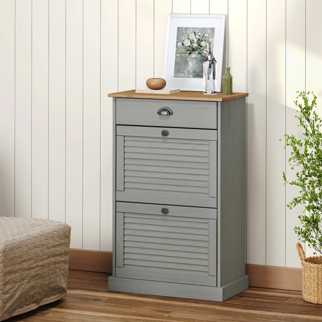 vidaXL Shoe Cabinet VIGO 23.6x13.8x37.8 Gray Solid Wood Pine