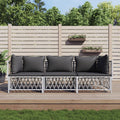 vidaXL 3 Piece Patio Lounge Set with Cushions White Steel