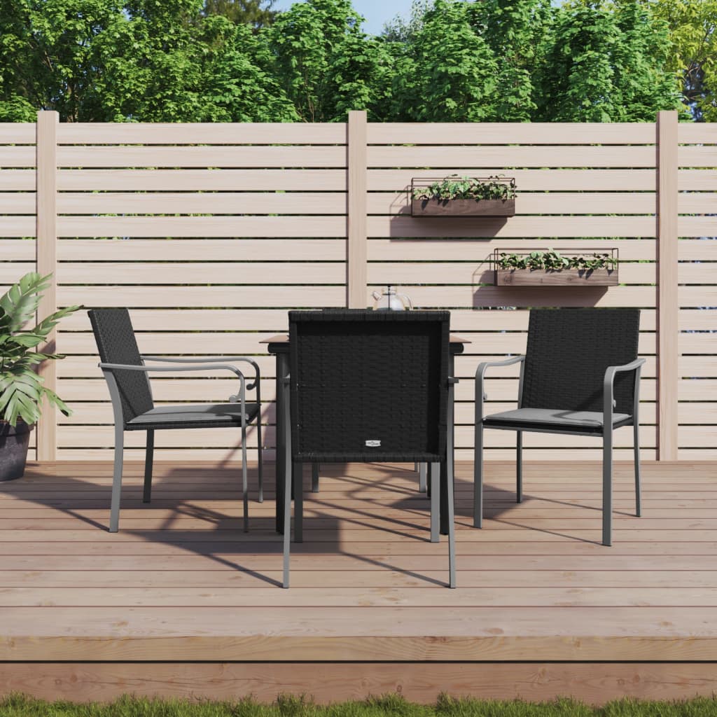 vidaXL 5-tlg. Garten-Essgruppe mit Kissen Poly Rattan und Stahl