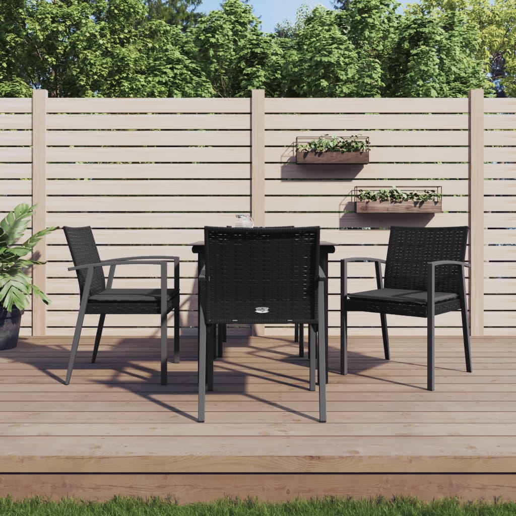 vidaXL 5 Piece Patio Dining Set with Cushions Poly Rattan and Steel