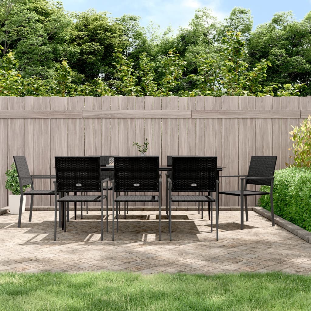 vidaXL 9 Piece Patio Dining Set Poly Rattan and Steel