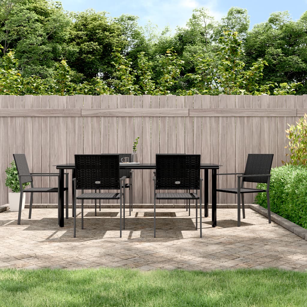vidaXL 7 Piece Patio Dining Set Poly Rattan and Steel