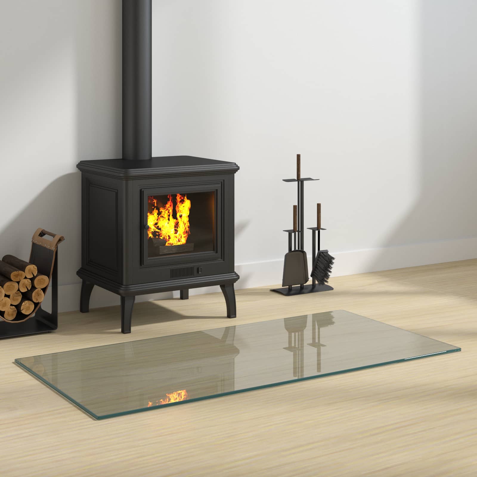 vidaXL Fireplace Glass Plate Transparent 39.37 x 19.69 in Glass