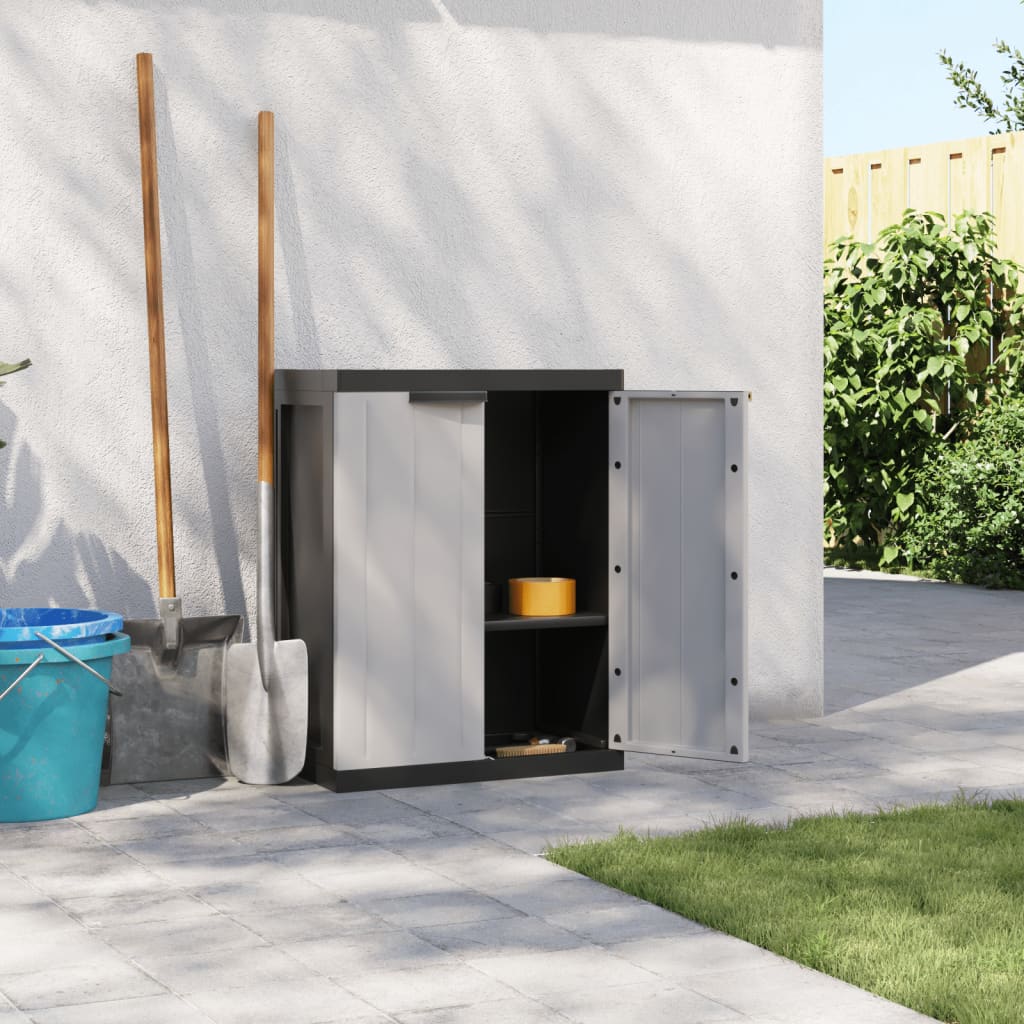 vidaXL Outdoor Storage Cabinet Gray and Black 25.6x14.6x33.5 PP