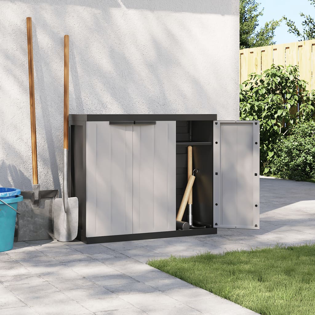 vidaXL Outdoor Storage Cabinet Gray and Black 38.2x14.6x33.5 PP