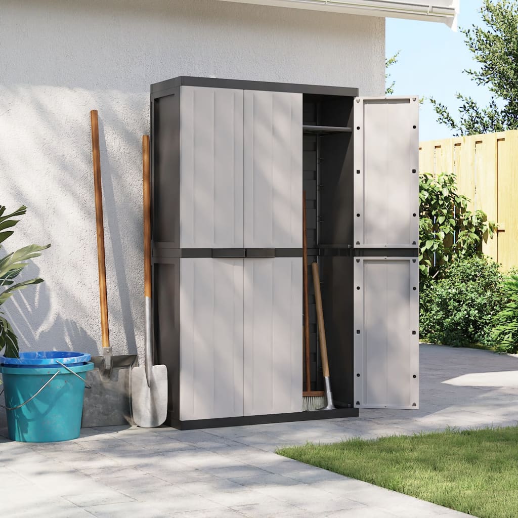 vidaXL Outdoor Storage Cabinet Gray and Black 38.2x14.6x65 PP