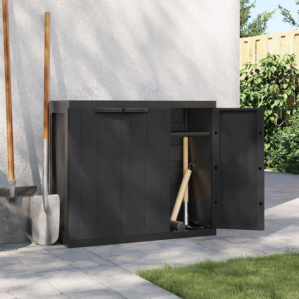 vidaXL Outdoor Storage Cabinet Black 38.2x14.6x33.5 PP