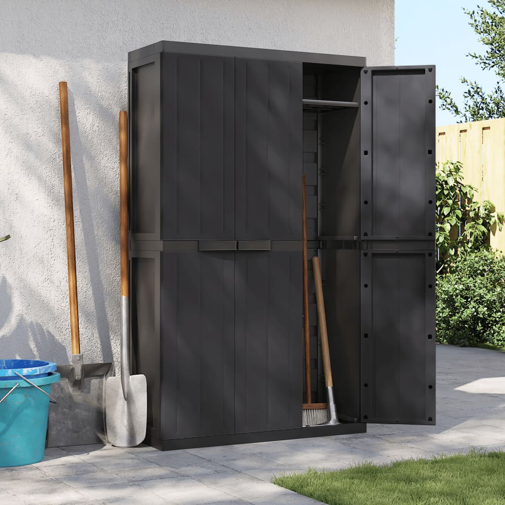 vidaXL Outdoor Storage Cabinet Black 38.2x14.6x65 PP