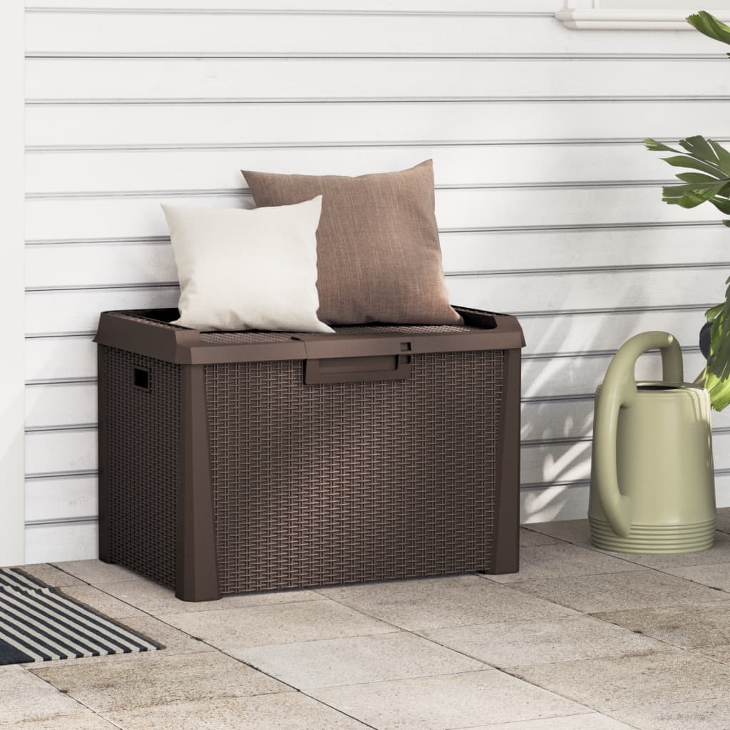 vidaXL Patio Storage Box Brown 33 gal PP