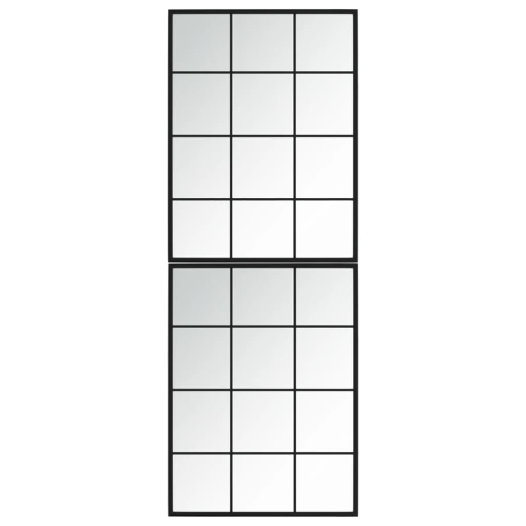 Vidaxl Rectangular Wall Mirrors - 2 Pcs Black Metal For Living Room/Bathroom, Easy-Mount, Classic Design, Space-Saving Decor