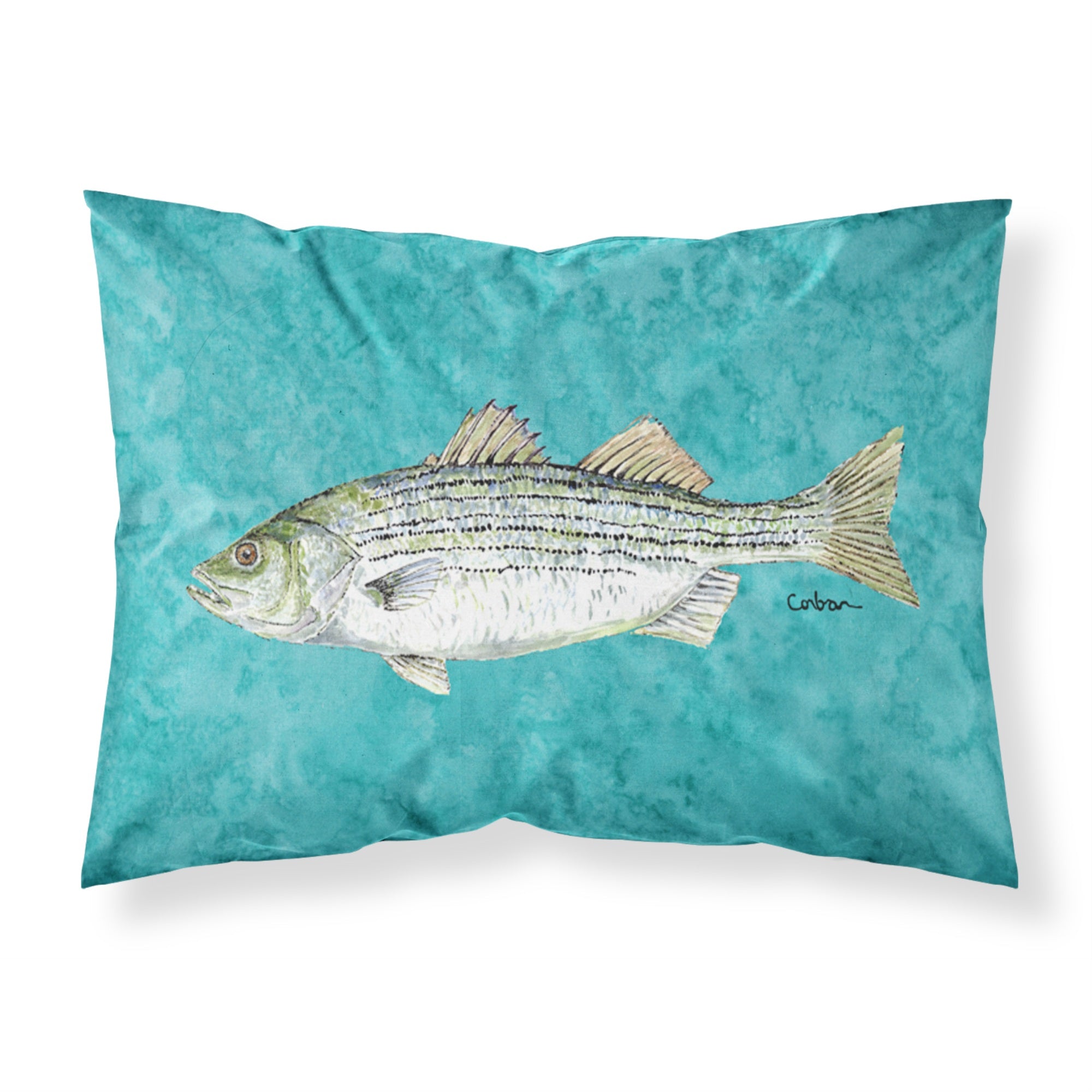 'Caroline'S Treasures 8720Pillowcase Fish Striped Bass Moisture Wicking Fabric Standard Pillowcase, Large, Multicolor'