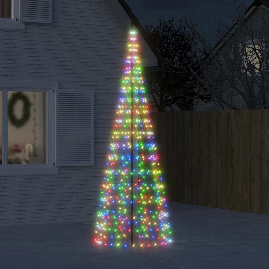 Vidaxl 10 Ft Christmas Cone Tree Light, Indoor & Outdoor Decoration With 8 Light Effects, 570 Led Colorful Light, Compact-Design Holiday Decor