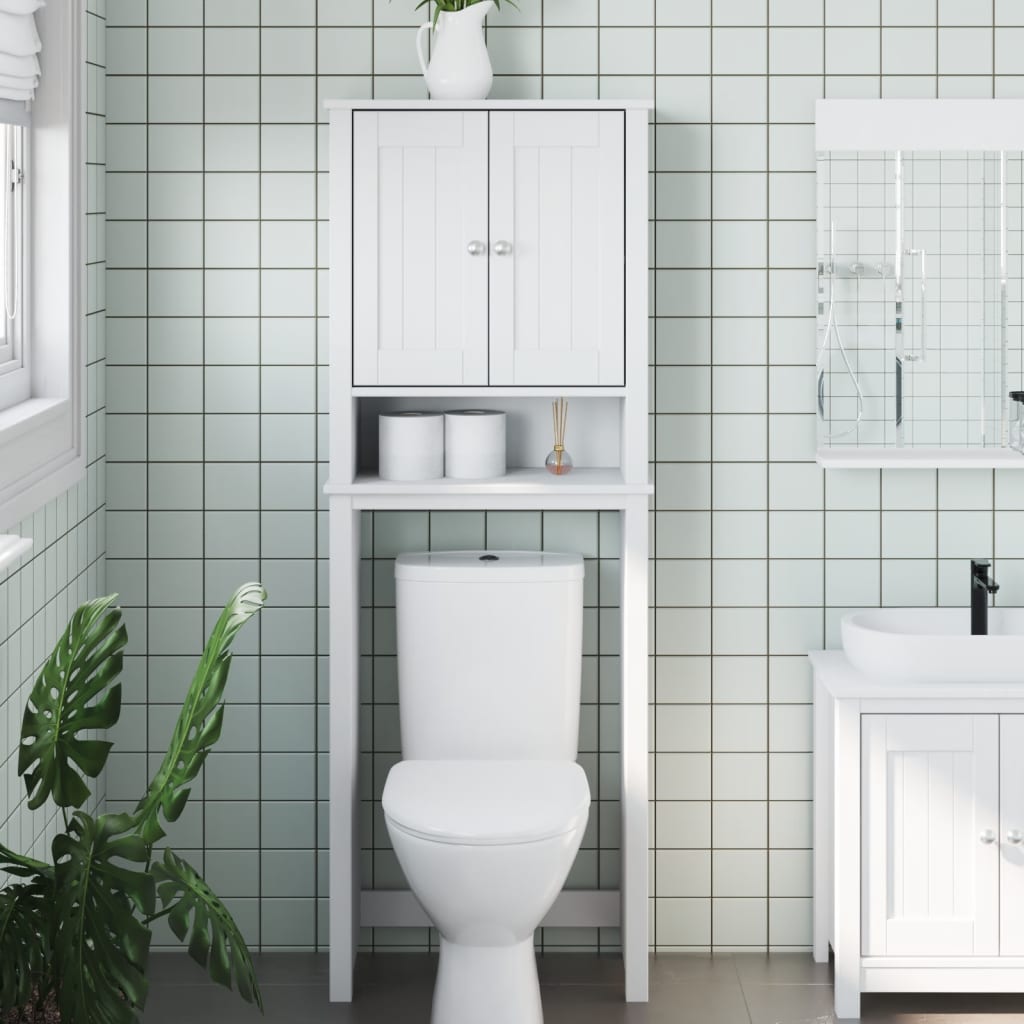 vidaXL Over-the-Toilet Storage BERG White 23.6''x10.6''x64.8'' Solid Wood