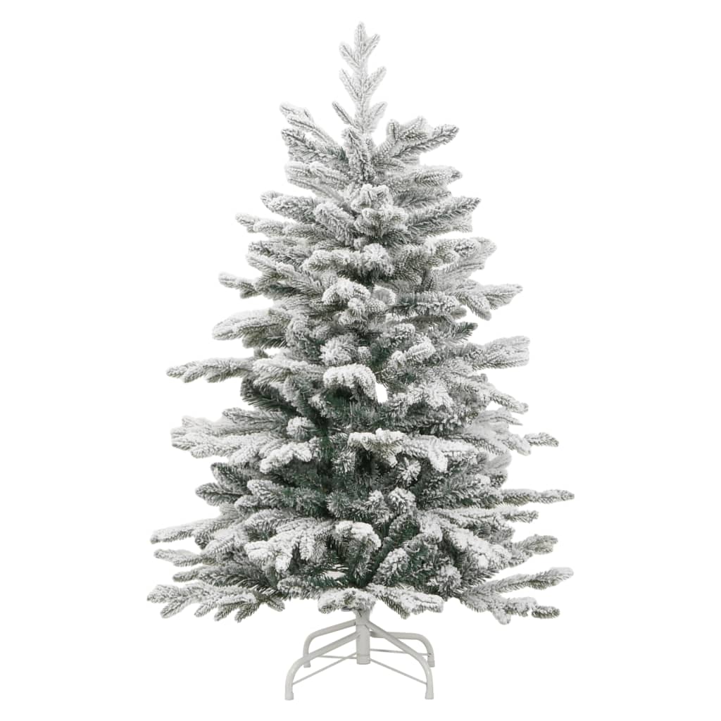 Vidaxl 59.1" Artificial Hinged Christmas Tree With Flocked Snow - Easy Assemble With Sturdy Iron Stand - Realistic Pe Tips For A Natural Look - Economical And Reusable Holiday Decoration