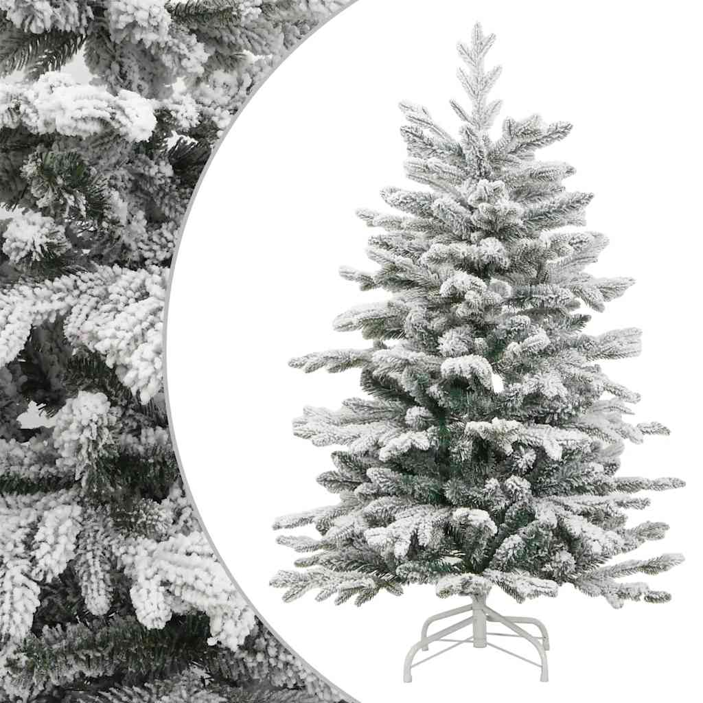 Vidaxl Artificial Flocked Snow Christmas Tree - Hinged Design, Lifelike Pe Tips, Durable Iron Stand And Economical, Perfect For Holiday Season Decorations