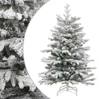 Vidaxl Artificial Flocked Snow Christmas Tree - Hinged Design, Lifelike Pe Tips, Durable Iron Stand And Economical, Perfect For Holiday Season Decorations