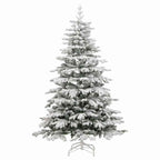 Vidaxl Artificial Flocked Snow Christmas Tree - Hinged Design, Lifelike Pe Tips, Durable Iron Stand And Economical, Perfect For Holiday Season Decorations