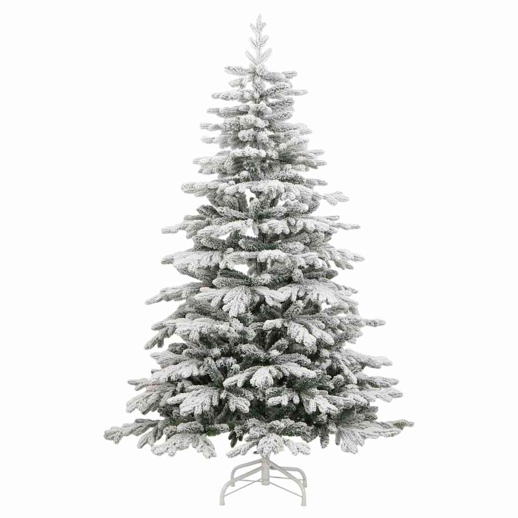 Vidaxl Artificial Flocked Snow Christmas Tree - Hinged Design, Lifelike Pe Tips, Durable Iron Stand And Economical, Perfect For Holiday Season Decorations