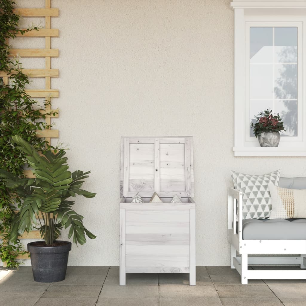 vidaXL Patio Storage Box White 19.7x19.3x22.2 Solid Wood Fir