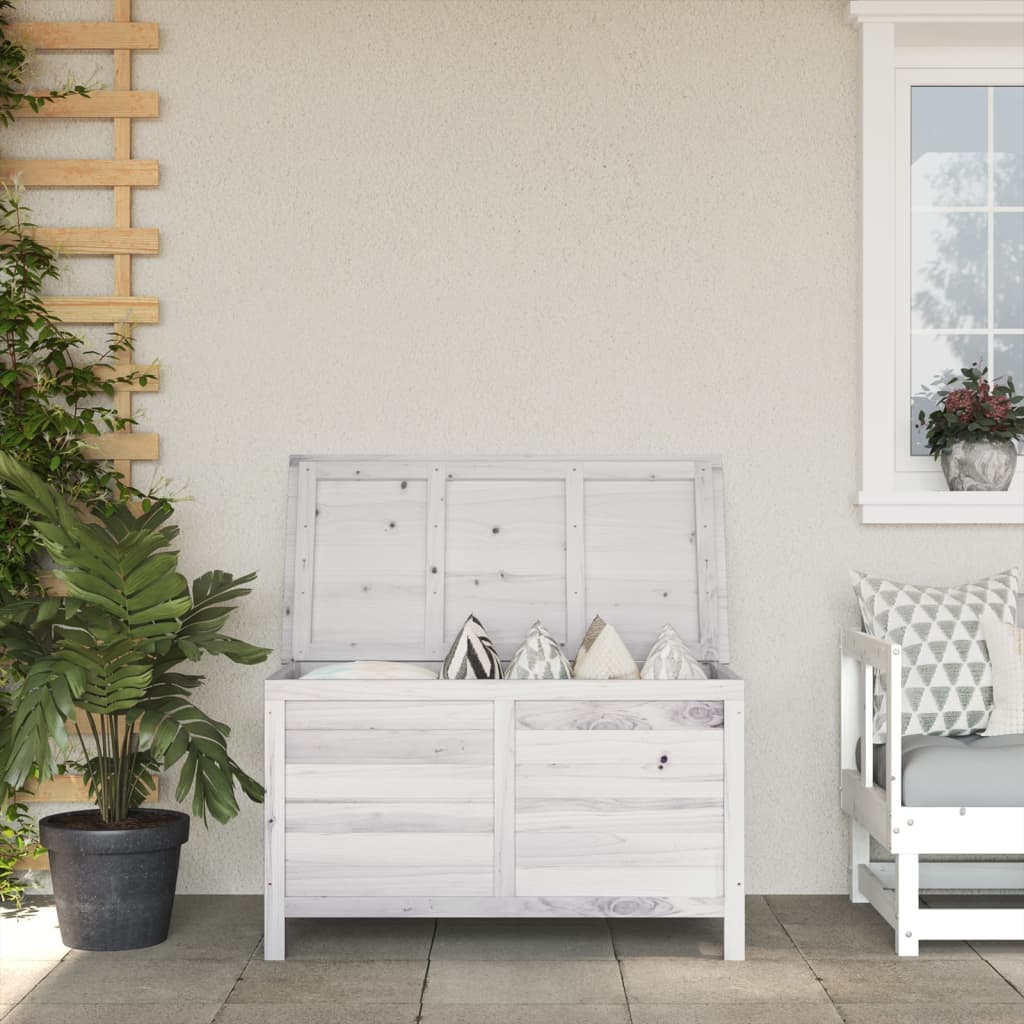 vidaXL Patio Storage Box White 39x19.5x23 Solid Wood Fir
