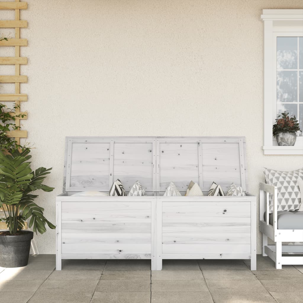 vidaXL Patio Storage Box White 59.1x19.7x22.2 Solid Wood Fir
