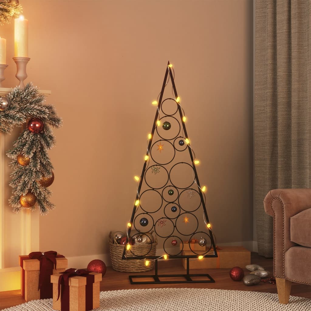 Vidaxl Black Metal Christmas Tree For Decoration - Diy Decoration Allowed - Durable Steel Frame - Space Saving Design - Ideal For Indoor And Outdoor Festive Decor