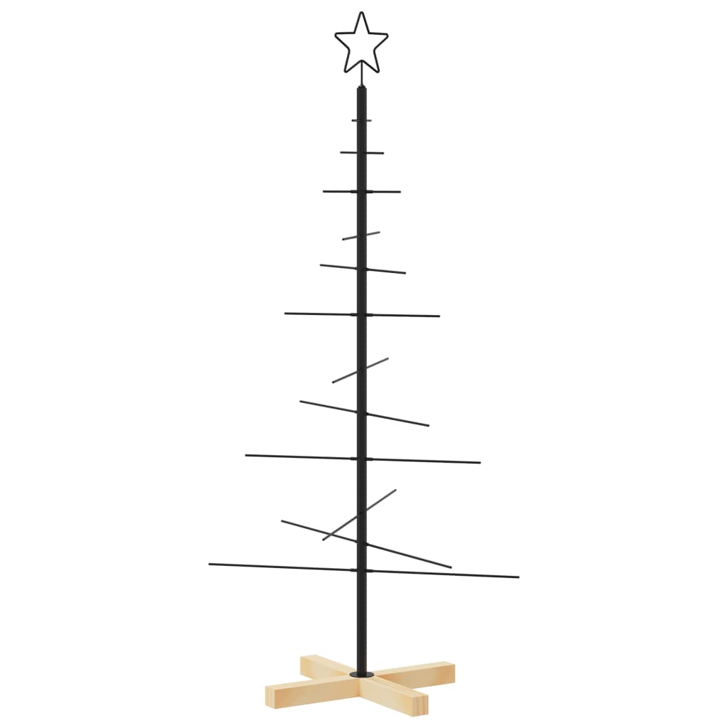 Vidaxl Diy Metal Christmas Tree With Wooden Base, Ideal For Decoration And Versatile Placement, Stable Steel Frame, Excludes Decorations, Black, 47.2&quot;