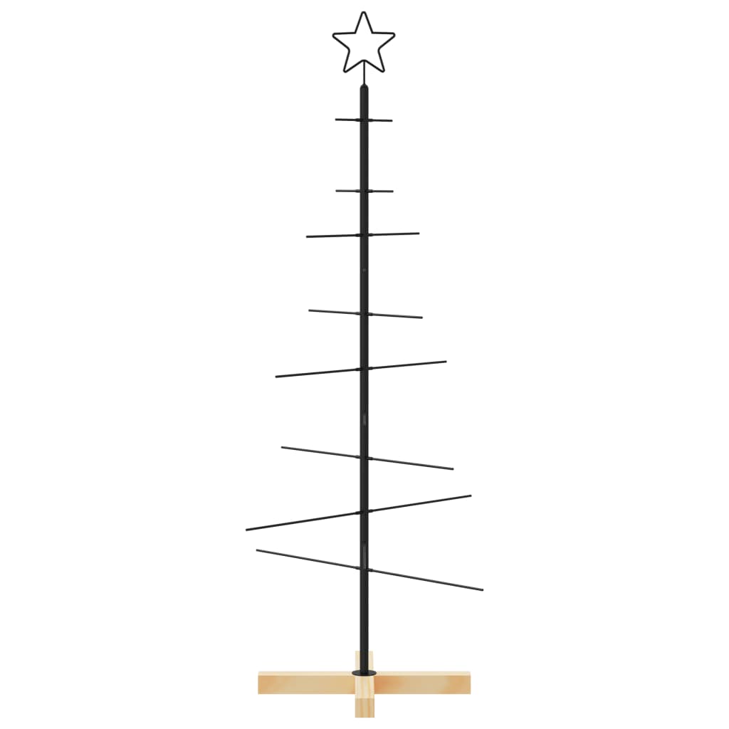 Vidaxl Diy Metal Christmas Tree With Wooden Base, Ideal For Decoration And Versatile Placement, Stable Steel Frame, Excludes Decorations, Black, 47.2&quot;