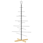Vidaxl Black Christmas Tree With Wooden Base - Modern Metal Design, Diy Decorative Platform - Cold-Rolled Steel Frame - 59.1" Tall