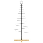 Vidaxl Black Christmas Tree With Wooden Base - Modern Metal Design, Diy Decorative Platform - Cold-Rolled Steel Frame - 59.1" Tall