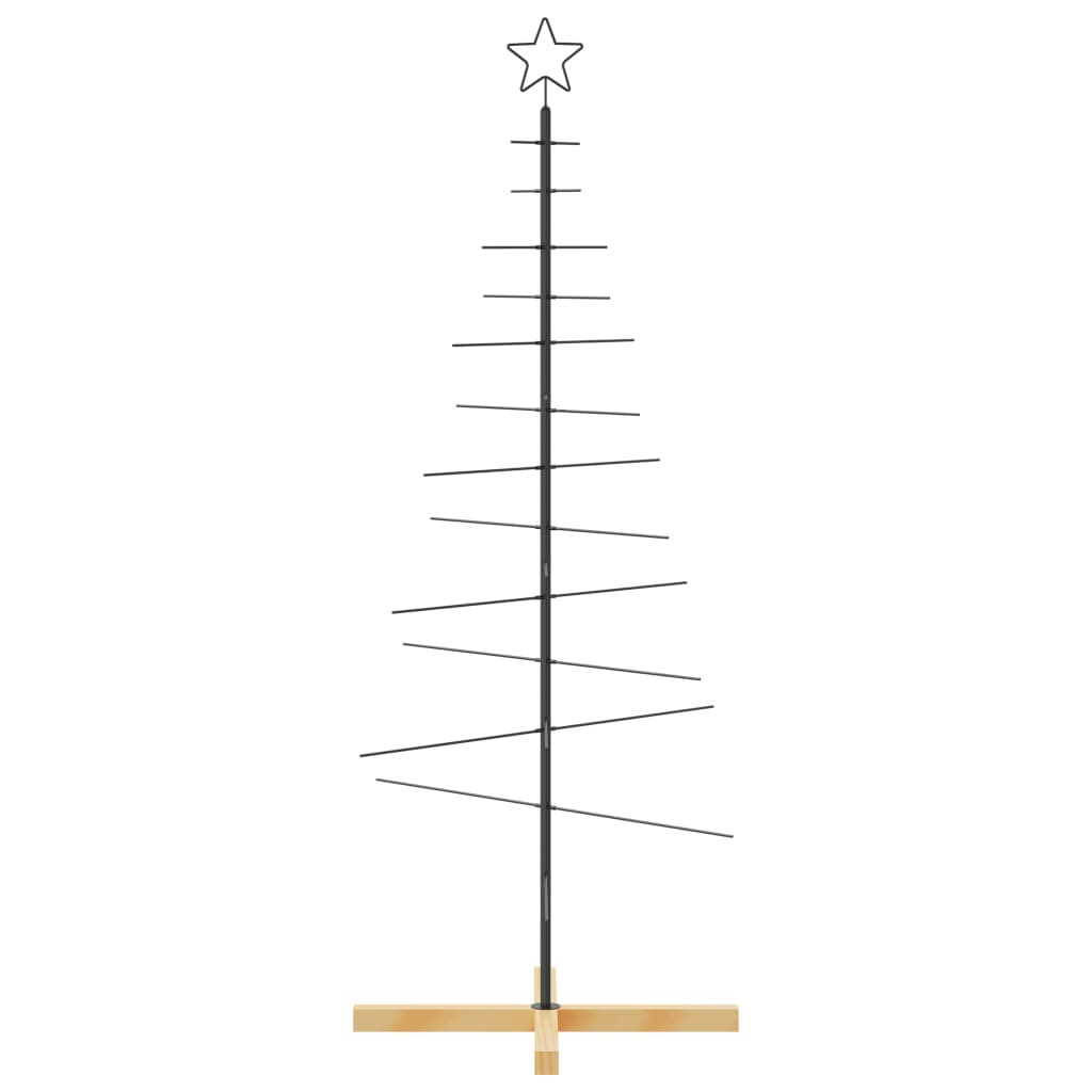 Vidaxl Black Christmas Tree With Wooden Base - Modern Metal Design, Diy Decorative Platform - Cold-Rolled Steel Frame - 59.1" Tall